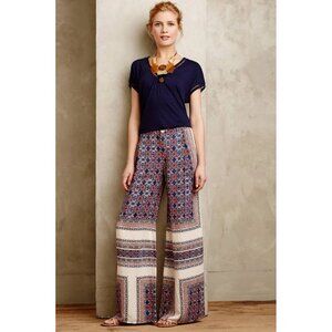 NWT Anthropologie Elevenses Yida Wide Leg Printed Pants Women’s Size 12 Boho